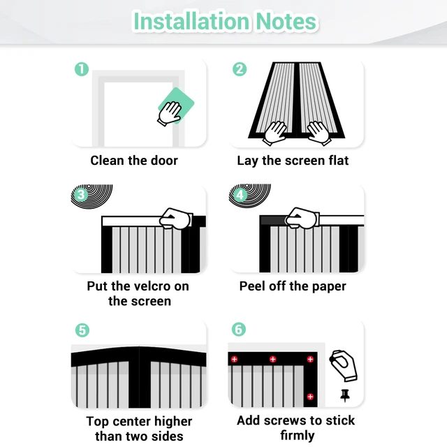 Alt view image 5 of 6 - Ngreen Magnetic Screen Door Mesh - Heavy Duty Double Doors Screen Closure with Magnets for Sliding, Patio, French, Front and Back Door, Kid and Pet Friendly, Easy Install