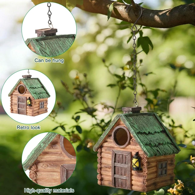 Alt view image 3 of 7 - DoubleFill 2 Pcs Birdhouse for Outside Hanging Bird Houses for Outdoor Colorful Decorative Cute Resin Birdhouses for Outside Indoors Nesting Garden Backyard Decor, for Bird Lovers(Basic)