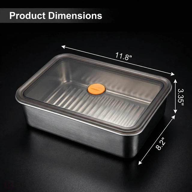 Alt view image 2 of 7 - Hommiya Stainless Steel Food Storage Containers, Silver 3-Piece Set, 140 oz | XL Family Size (Holds 4+ Meal Portions), Press-to-Seal Airtight Lids, Oven Safe 304 Metal Pans (Lids Off), Leakproof
