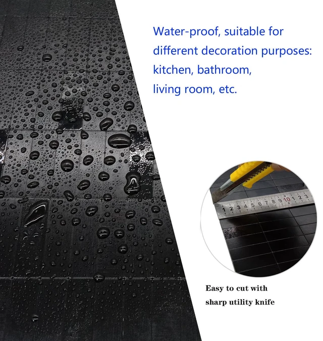 Alt view image 5 of 6 - XUANINY Peel and Stick Tile Backsplash Self- Adhesive Wall Tiles Aluminum Mosaic Sticker for Kitchen (11.33"x11.92" Per Sheet, Pack of 5 pcs) (Black Brushed 5)