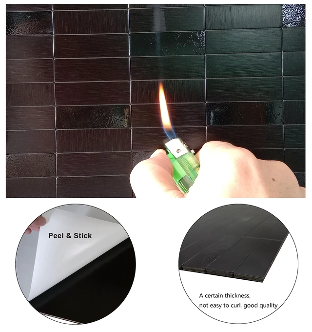 Alt view image 4 of 6 - XUANINY Peel and Stick Tile Backsplash Self- Adhesive Wall Tiles Aluminum Mosaic Sticker for Kitchen (11.33"x11.92" Per Sheet, Pack of 5 pcs) (Black Brushed 5)
