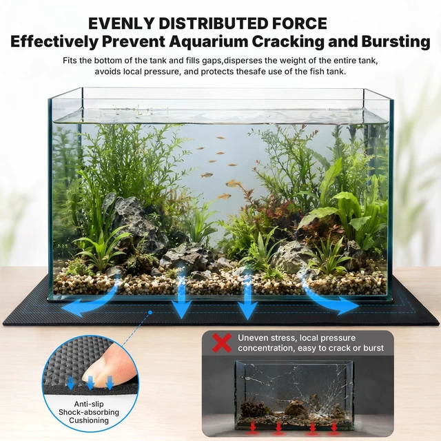 Alt view image 3 of 7 - FULEIYA Aquarium Leveling Mat 24" X 48" X 0.2" EVA Aquarium Foam Leveling Mat, Non-Slip Shockproof Fish Tank Mat for Under Tank for Glass Fish/Turtle Tank Protection