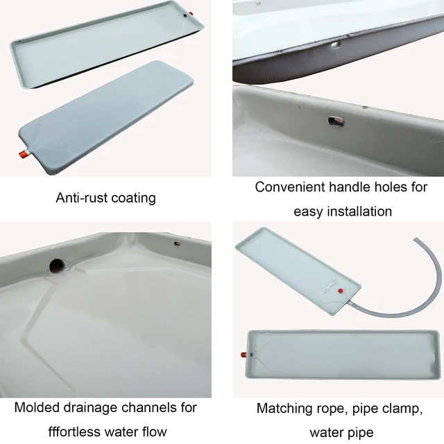 Alt view image 3 of 7 - DHUPKMBEW Air Conditioner Drip Pan Condensate Drain Pan 31.8x9.4in, Portable AC Drip Tray for Air Conditioner Outdoor Unit Split Systems