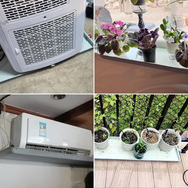 Alt view image 7 of 7 - DHUPKMBEW Air Conditioner Drip Pan Condensate Drain Pan 31.8x9.4in, Portable AC Drip Tray for Air Conditioner Outdoor Unit Split Systems