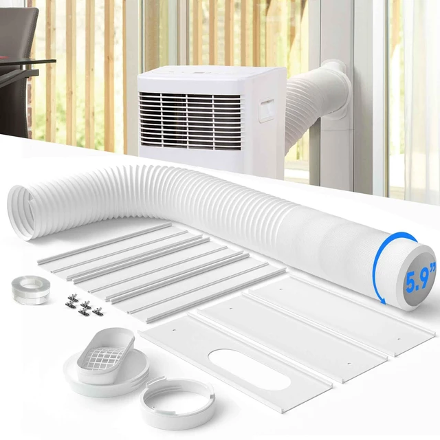 Main image of Portable Air Conditioner Window Vent Kit- 5.9" Adjustable Plates 17" to 95" | 82" Length 5.9" Exhaust AC Hose, Universal Air Conditioner Vertical/Horizontal Window Seal Kits, for AC Unit Parts