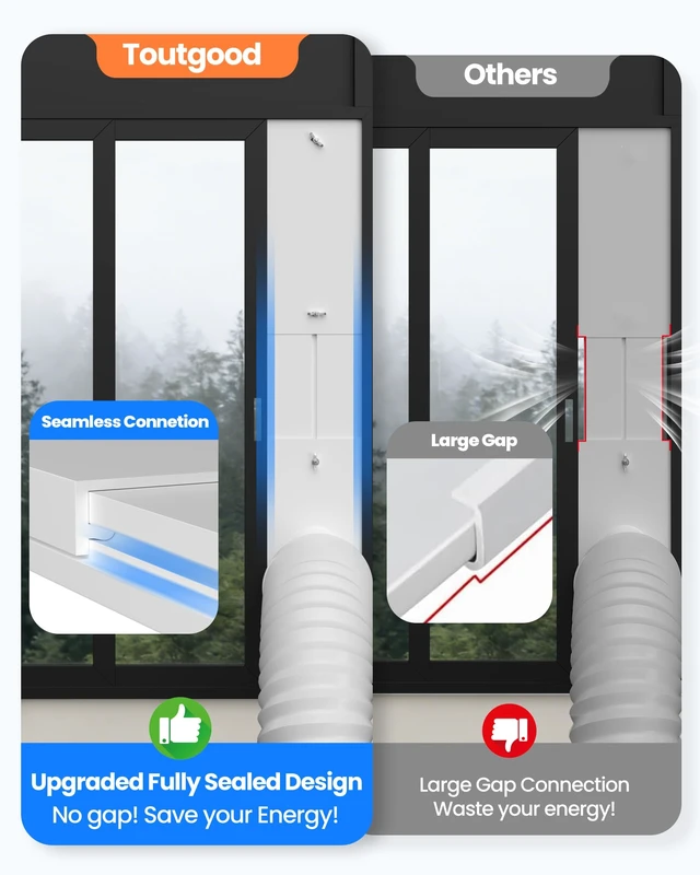 Alt view image 4 of 7 - Portable Air Conditioner Window Vent Kit- 5.9" Adjustable Plates 17" to 95" | 82" Length 5.9" Exhaust AC Hose, Universal Air Conditioner Vertical/Horizontal Window Seal Kits, for AC Unit Parts