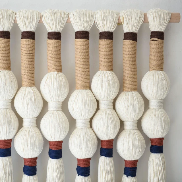 Alt view image 7 of 7 - Macrame Wall Hanging Boho Wall Art Handmade Spherical Knot 27" W x 33" L | Boho Wall Piece, Wall Art Accent, Modern Home Style, for Bedroom Living Room Wall Art, Apartment Decor