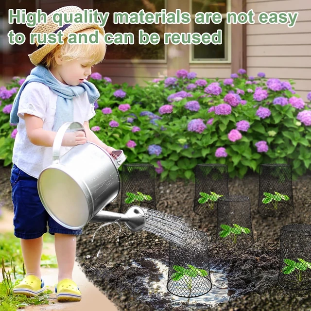 Alt view image 5 of 7 - 20 Pcs 6.8"×7.4" (Multiple Sizes/Quantities Available) Seedling Plant Protectors from Animals, Chicken Wire Plant Cage Garden Cloche to Protect Plants Vegetables from Rabbits Squirrels Chicken