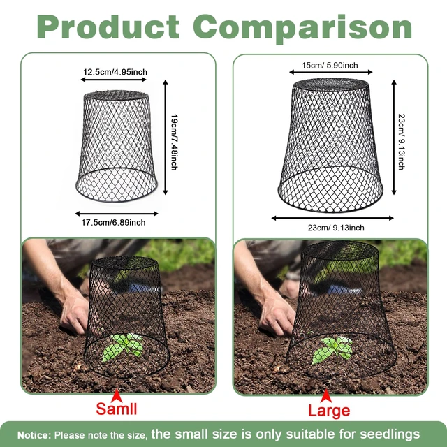 Alt view image 2 of 7 - 20 Pcs 6.8"×7.4" (Multiple Sizes/Quantities Available) Seedling Plant Protectors from Animals, Chicken Wire Plant Cage Garden Cloche to Protect Plants Vegetables from Rabbits Squirrels Chicken