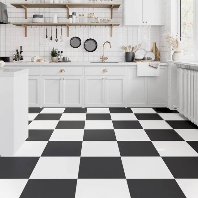 Alt view image 6 of 7 - ZRJT 30-Pack 30 Sq.Ft Peel and Stick Floor Tiles Vinyl Matte Pattern Flooring, 12 x 12 Self Adhesive Vinyl Flooring DIY for Kitchen, Bathroom, Laundry, Brown&White Marble