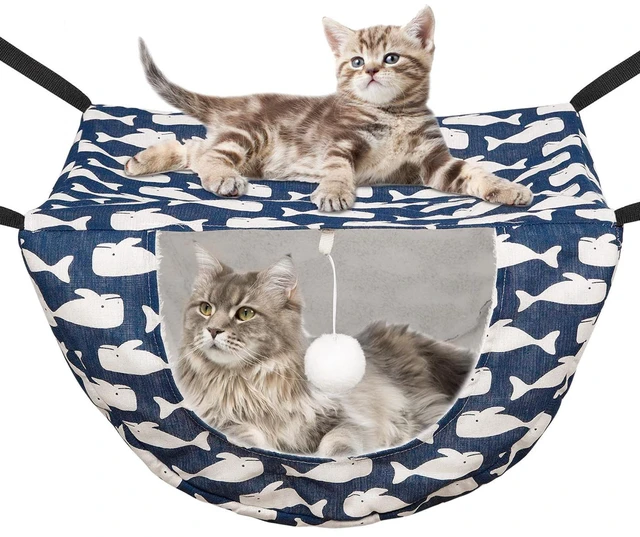Main image of JSPYFITS Wooden Cat Furniture Wall Mounted, Double Layer Hammock, Large Size 18.9 Removable Multi-Function Cat Bed for Sleep/Play/Climb, Kitten Window Perch, Easy DIY Installation(Brown)