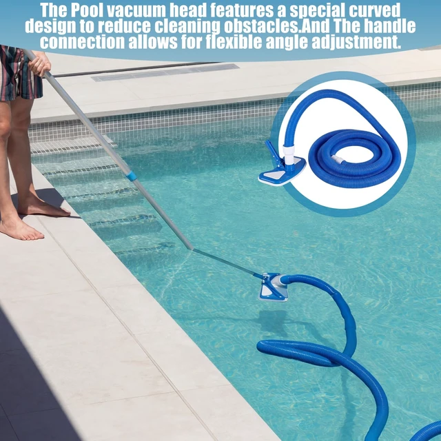 Alt view image 6 of 6 - 4-in-1 Pool Vacuum with Hose for Above Ground Pool | 1-1/4" x 16 ft Vacuum Hoses, Weighted Vacuum Head, Fits 1-1/4" or 1-1/2" Hose, Brush & Skimmer Net Included, Not Include Pole