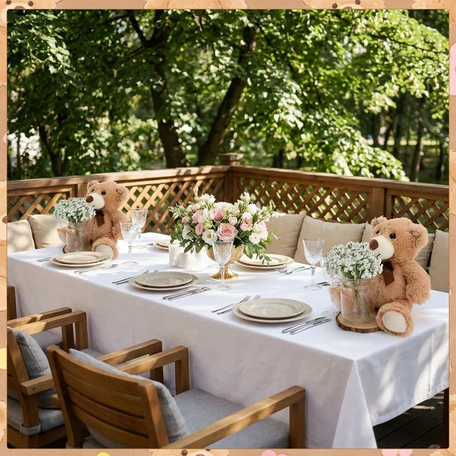 Alt view image 2 of 7 - Guiqulai 37Pcs Bear Baby Shower Centerpieces Brown White Mason Jar | Bear Centerpieces, Brown White Mason Jar, Wood Slices Rope, for Baby Shower, Gender Reveal, and Birthday Party
