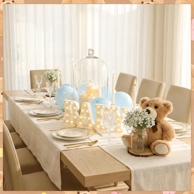 Alt view image 5 of 7 - Guiqulai 37Pcs Bear Baby Shower Centerpieces Brown White Mason Jar | Bear Centerpieces, Brown White Mason Jar, Wood Slices Rope, for Baby Shower, Gender Reveal, and Birthday Party