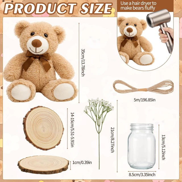 Alt view image 6 of 7 - Guiqulai 37Pcs Bear Baby Shower Centerpieces Brown White Mason Jar | Bear Centerpieces, Brown White Mason Jar, Wood Slices Rope, for Baby Shower, Gender Reveal, and Birthday Party