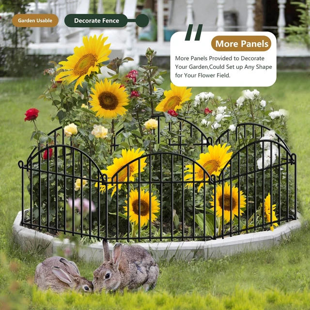 Alt view image 3 of 6 - 21.25ft x 20in Animal Barrier Fence, 15 Panels Garden Fencing for Dogs Rabbit, Rustproof Metal Edging Border Ground Stake, Arched Decorative Fences for Seedlings Protection, Outdoor Yard Patio Lawn