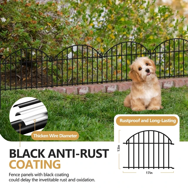 Alt view image 5 of 6 - 21.25ft x 20in Animal Barrier Fence, 15 Panels Garden Fencing for Dogs Rabbit, Rustproof Metal Edging Border Ground Stake, Arched Decorative Fences for Seedlings Protection, Outdoor Yard Patio Lawn