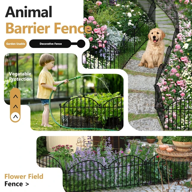 Alt view image 6 of 6 - 21.25ft x 20in Animal Barrier Fence, 15 Panels Garden Fencing for Dogs Rabbit, Rustproof Metal Edging Border Ground Stake, Arched Decorative Fences for Seedlings Protection, Outdoor Yard Patio Lawn