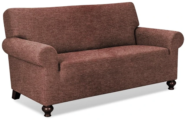 Main image of URBANLIFE 1-Piece Stretch Sofa Covers for 2 Cushion Couch, Chocolate | Super fitted spandex slipcovers for couches. Non-slip elastic bottom. Machine washable furniture protector for kids & pets.
