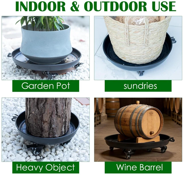 Alt view image 6 of 7 - Goooxim 14in Heavy-Duty Plant Rollers with Wheels - Ideal for Outdoor Pots | Ergonomic Wheeled Plant Caddy for Indoor & Outdoor Use, Supports 200 lbs, Effortless Mobility for Home & Garden Care