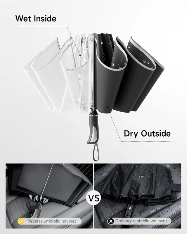 Alt view image 3 of 7 - ZXOA 48" Arc Windproof Reverse Folding Travel Umbrella for Rain, Compact