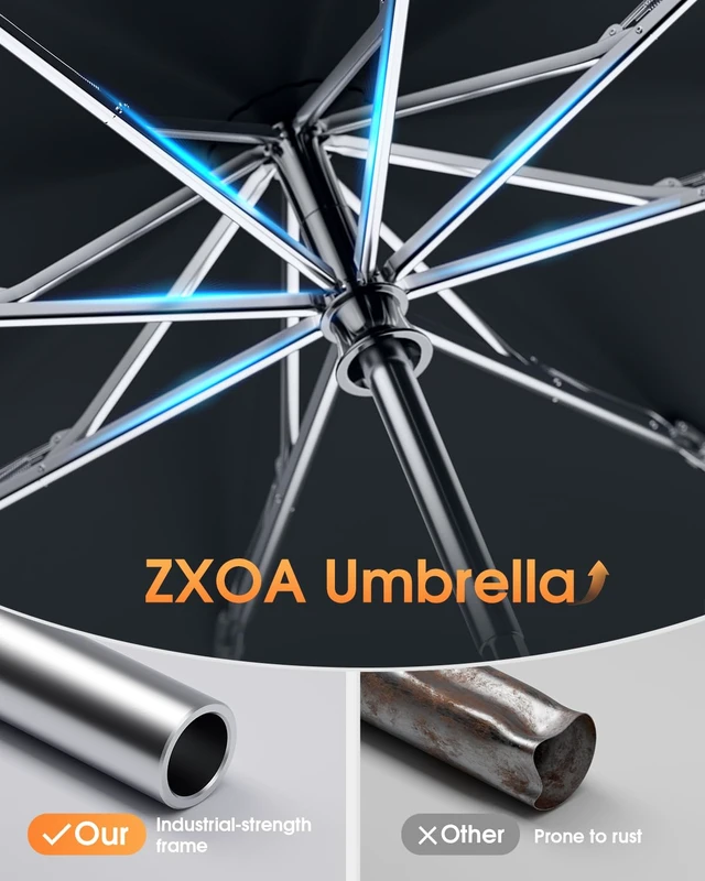Alt view image 4 of 7 - ZXOA 48" Arc Windproof Reverse Folding Travel Umbrella for Rain, Compact