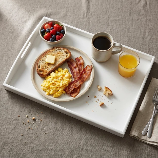 Alt view image 3 of 7 - Bam & Boo White Bamboo Serving Tray Extra Large with Handles for Food, Drinks, Storage, Decor, Vanity, Breakfast, Parties, Weddings, Picnics(23.6 x 15 x 2.35, White)