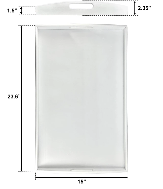 Alt view image 6 of 7 - Bam & Boo White Bamboo Serving Tray Extra Large with Handles for Food, Drinks, Storage, Decor, Vanity, Breakfast, Parties, Weddings, Picnics(23.6 x 15 x 2.35, White)