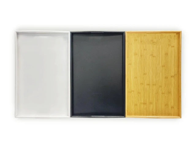 Alt view image 7 of 7 - Bam & Boo White Bamboo Serving Tray Extra Large with Handles for Food, Drinks, Storage, Decor, Vanity, Breakfast, Parties, Weddings, Picnics(23.6 x 15 x 2.35, White)