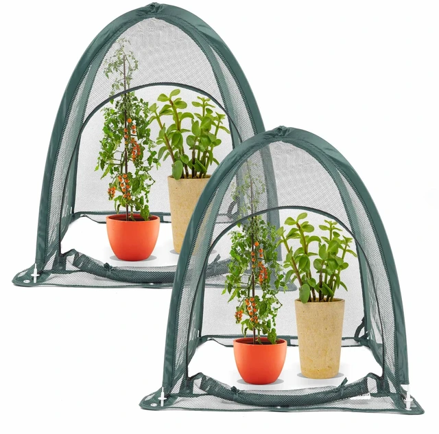 Main image of 2pcs Quick Set up Pop up Garden Netting 28x28x32Portable Plant Cover Net ,Locusts,Birds,Small Animal Garden Fruit and Flower Cages Portable Carry Bag with 16 Stakes
