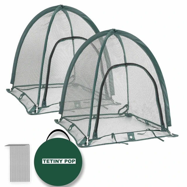 Alt view image 2 of 7 - 2pcs Quick Set up Pop up Garden Netting 28x28x32Portable Plant Cover Net ,Locusts,Birds,Small Animal Garden Fruit and Flower Cages Portable Carry Bag with 16 Stakes