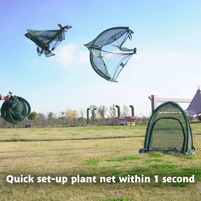 Alt view image 4 of 7 - 2pcs Quick Set up Pop up Garden Netting 28x28x32Portable Plant Cover Net ,Locusts,Birds,Small Animal Garden Fruit and Flower Cages Portable Carry Bag with 16 Stakes
