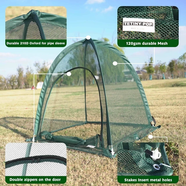 Alt view image 5 of 7 - 2pcs Quick Set up Pop up Garden Netting 28x28x32Portable Plant Cover Net ,Locusts,Birds,Small Animal Garden Fruit and Flower Cages Portable Carry Bag with 16 Stakes