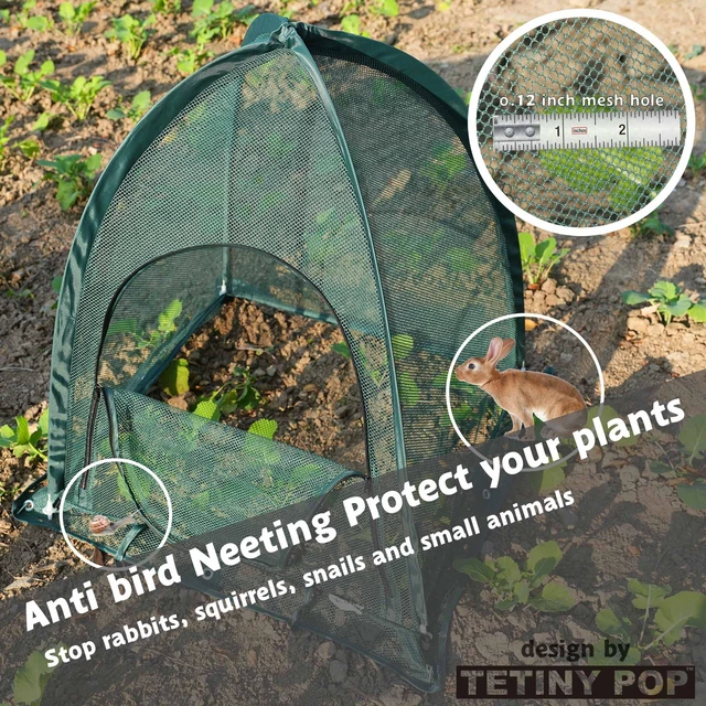 Alt view image 7 of 7 - 2pcs Quick Set up Pop up Garden Netting 28x28x32Portable Plant Cover Net ,Locusts,Birds,Small Animal Garden Fruit and Flower Cages Portable Carry Bag with 16 Stakes