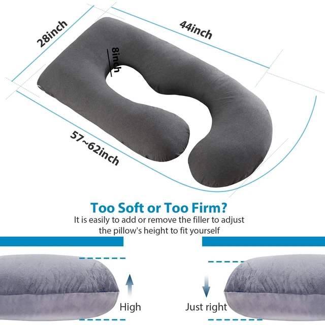 Alt view image 4 of 7 - Victostar Pregnancy Pillow,57 inches U Shaped Maternity Pillow with Removable Cover Full Body Pillow Support for Back, HIPS, Legs, Belly (Black Gray)