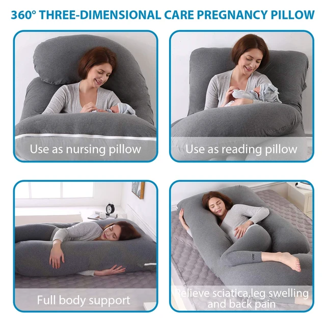 Alt view image 5 of 7 - Victostar Pregnancy Pillow,57 inches U Shaped Maternity Pillow with Removable Cover Full Body Pillow Support for Back, HIPS, Legs, Belly (Black Gray)