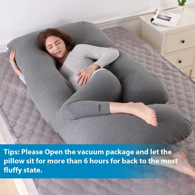 Alt view image 6 of 7 - Victostar Pregnancy Pillow,57 inches U Shaped Maternity Pillow with Removable Cover Full Body Pillow Support for Back, HIPS, Legs, Belly (Black Gray)