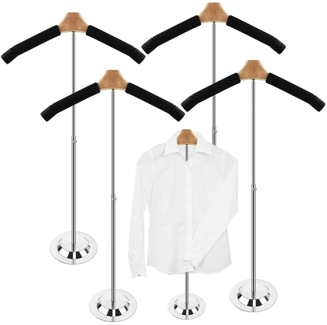 Main image of Hlimior 4 Pack Adjustable T Shirt Display Flexible Shoulder StandPortable T Shirt Display Stand for Clothing Garment Coat Retail VendorShirt RackMetal Clothing Display Rack,17.3 x 31.3 Inch
