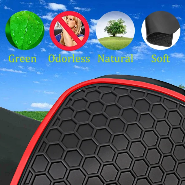 Alt view image 2 of 5 - Lwope Car Floor Mats Custom Fit for 2020-2025 Toyota Highlander 7 Seats w/2nd Row Bench or Bucket Seats w/Center Console (No Hybrid) Black Red Rubber Auto Liner Mats All Weather Protection