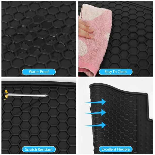 Alt view image 5 of 5 - Lwope Car Floor Mats Custom Fit for 2020-2025 Toyota Highlander 7 Seats w/2nd Row Bench or Bucket Seats w/Center Console (No Hybrid) Black Red Rubber Auto Liner Mats All Weather Protection