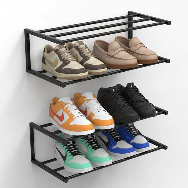 Main image of XINWXSS Wall Mounted Shoe Organizer 2 Pack, 25.9 Inch Wall Mounted Shoe Rack Holds 12 Pairs, Space Saving Metal Wall Shoe Rack for Small Space, Entryway