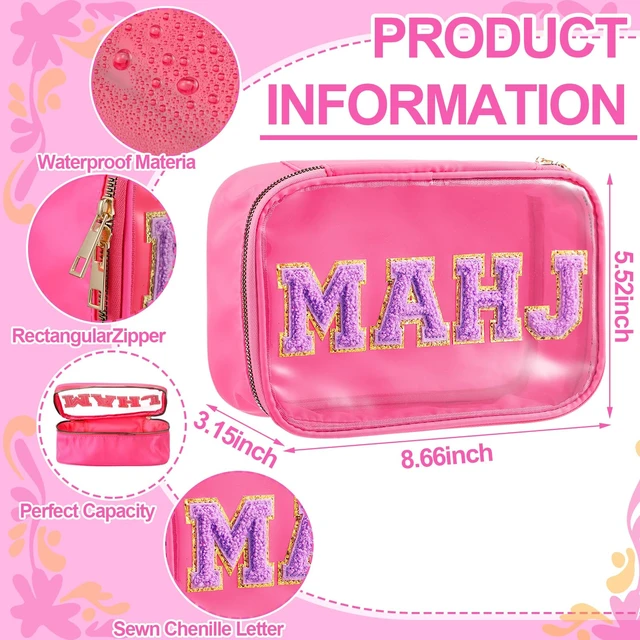 Alt view image 3 of 7 - Soulchen Hot Pink Flowers American Mahjong Tiles Accessory | 1.2 in White Melamine Mahjong Tiles, Waterproof PVC Clear Zippered Storage Carrying Bag for Game Mahjong Lover Travel Party
