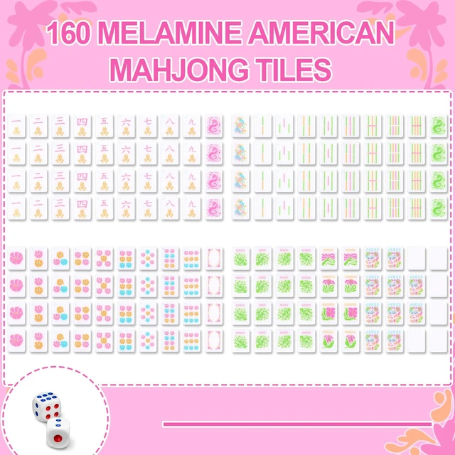 Alt view image 4 of 7 - Soulchen Hot Pink Flowers American Mahjong Tiles Accessory | 1.2 in White Melamine Mahjong Tiles, Waterproof PVC Clear Zippered Storage Carrying Bag for Game Mahjong Lover Travel Party