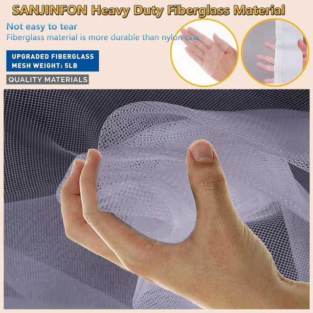 Alt view image 4 of 6 - SANJINFON Garage Door Screen 14x8ft White with Magnetic Closure - Garage Net, Heavy-Duty Fiberglass Mesh for 14x8 FT 1 Car Garage, Blocks Bugs & Provides Privacy - Perfect for Patio Workshop Gym Porch