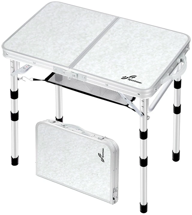 Main image of Sportneer Camping Table:Small Folding Table Portable Table 23.6" L X 15.7" W 4 Height with Mesh Layer- Adjustable Height Outdoor Table for Hiking Travel Picnic BBQ Cooking