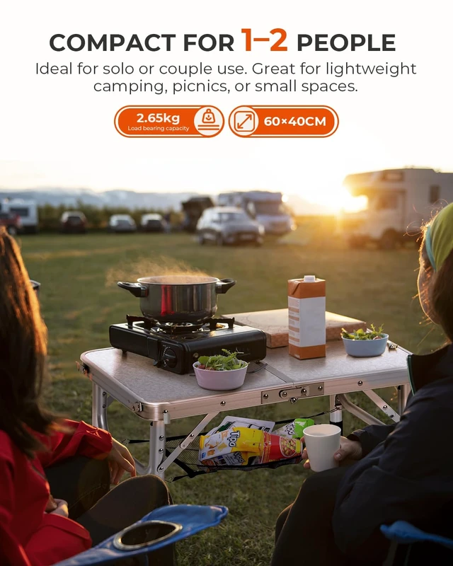 Alt view image 3 of 7 - Sportneer Camping Table:Small Folding Table Portable Table 23.6" L X 15.7" W 4 Height with Mesh Layer- Adjustable Height Outdoor Table for Hiking Travel Picnic BBQ Cooking
