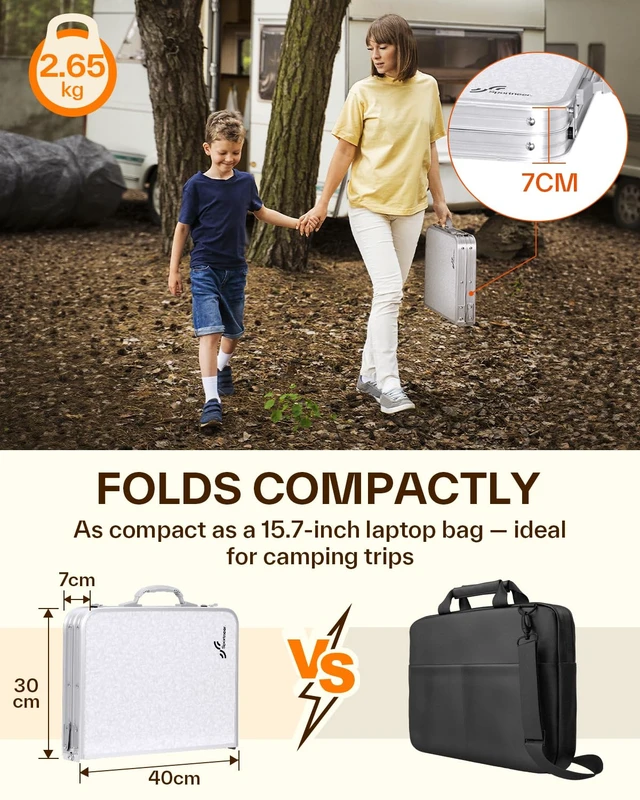 Alt view image 6 of 7 - Sportneer Camping Table:Small Folding Table Portable Table 23.6" L X 15.7" W 4 Height with Mesh Layer- Adjustable Height Outdoor Table for Hiking Travel Picnic BBQ Cooking