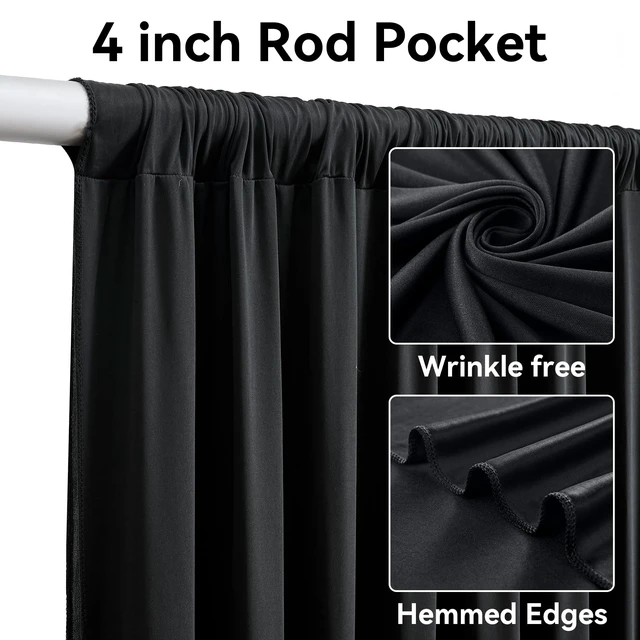 Alt view image 2 of 7 - 20ftx12ft Black Backdrop Curtain for Parties, Wrinkle Free 4 Panels 12 ft Long Silky Polyester Photo Backdrop Drapes Back Drop Cloth Drapery for Wedding Birthday Graduation Photography Background