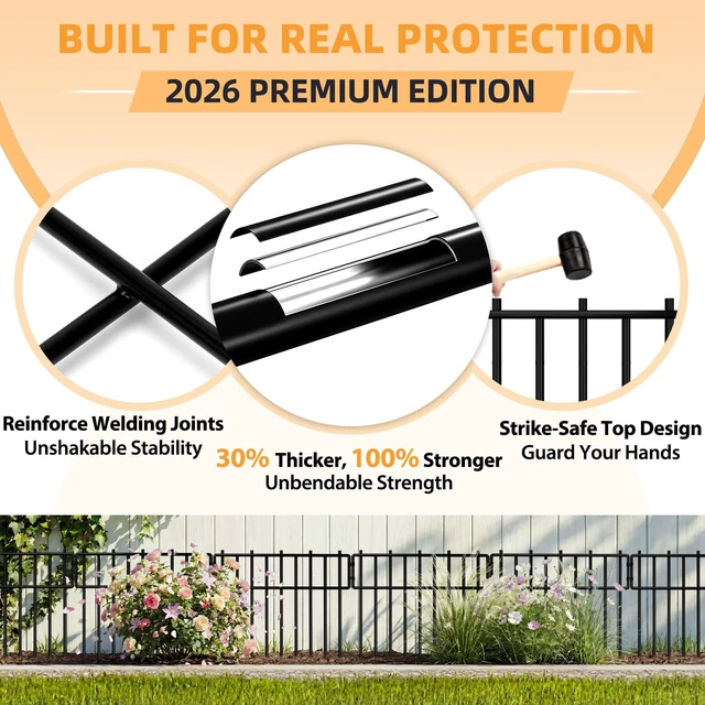 Alt view image 3 of 7 - HIHADUUM 20.57ft Animal Barrier Fence - 1.2" Gap & 3.75mm Heavy-Duty Garden Fence Animal Barrie Rustproof No Dig Fence Panels for Dig Dog Fence Outdoor for Yard, Garden Fencing & Garden Edging Border