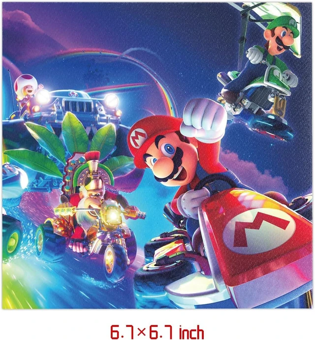 Alt view image 10 of 12 - Mario Move Party Supplies 41Pack include 20 plates, 20 napkins 1 tablecloth for Mario Move birthday party Decoration
